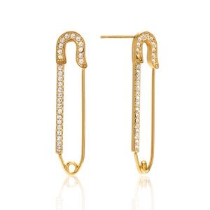 18K Gold Plated Safety Pin Earrings